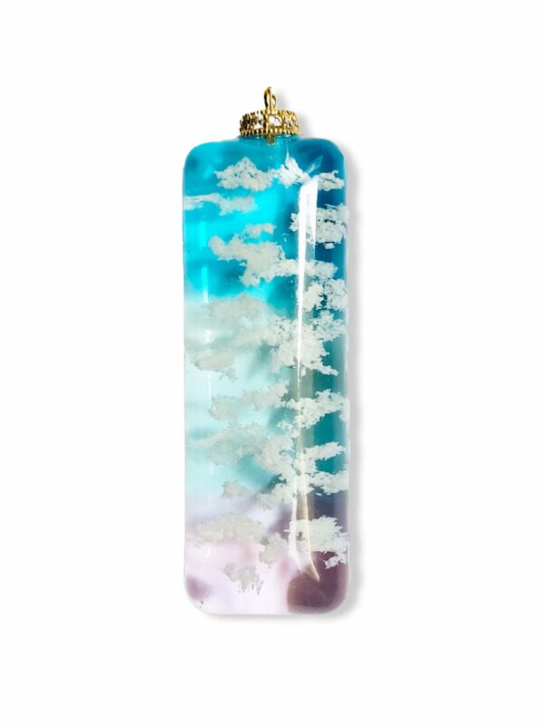 Pendentif rectangulaire turquoise lilas